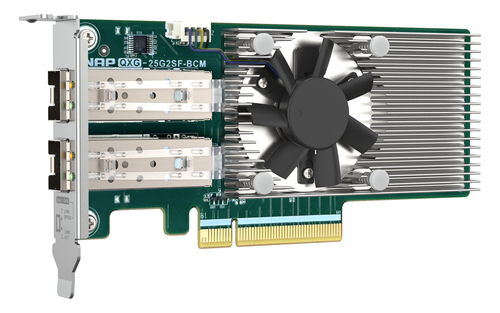 QNAP QXG-25G2SF-BCM Placa Ethernet 25 Gigabit para Dispositivo de armazenamento NAS, PC - SFP28 - Cartão Plug-in - PCI Exp