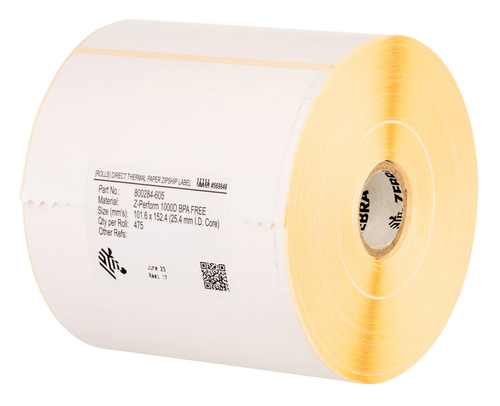 Zebra Z-Trans 76524 Multipurpose Label - 147.32 mm Width x 208.28 mm Length - Thermal Transfer - White - Paper - 4 / Box