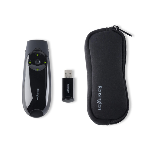Kensington Presenter Expert Presentation Pointer - Radio Frequency - USB - Laser - 4 Button(s) - Black - Wireless - 50 m -