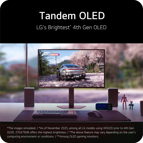 LG UltraGear GX7 WOLED 27-inch 4th Gen. QHD Gaming Monitorㅣ27GX790B with Dual-Mode(720Hz@HD, 540Hz@QHD), 0.02ms(GtG), DP2.