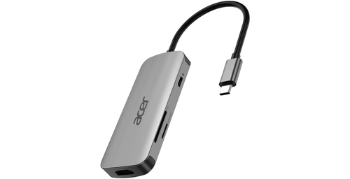Acer USB-Typ C Docking Station - Ladefunktion - Speicherkartenleser - SD, microSD - Silber - Tragbar - 4K @ 60Hz, 4K - 384