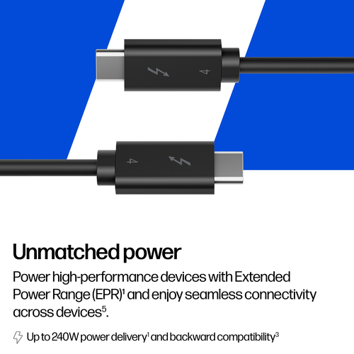 HP 240W Thunderbolt 4 Cable. Ursprungsland: China, HP-Segment: Business. Nachhaltigkeitszertifikate: Forest Stewardship Co