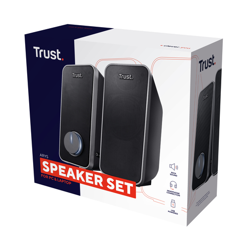 Trust 2.0 Lautsprechersystem - 14 W RMS - Schwarz - Tischmontierbar - Bücherregal - USB - 2