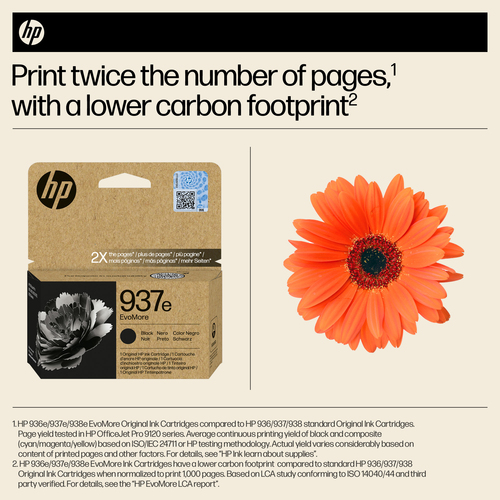 HP EvoMore 937E Original Inkjet Ink Cartridge - Black - 1 / Pack - 3100 pages