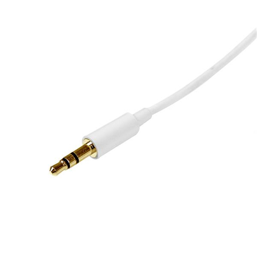StarTech.com 2m White Slim 3.5mm Stereo Audio Cable - 3.5mm Audio Aux Stereo - Male to Male Headphone Cable - 2x 3.5mm Min