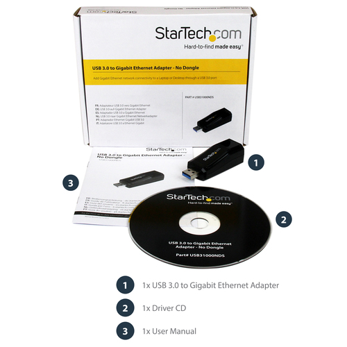 StarTech.com Gigabit Ethernet Adapter for PC - 10/100/1000Base-T - USB - 8 Gbit/s Data Transfer Rate ASIX - AX88179 - 1 Po