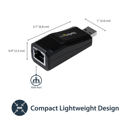 StarTech.com Gigabit Ethernet Adapter for PC - 10/100/1000Base-T - USB - 8 Gbit/s Data Transfer Rate ASIX - AX88179 - 1 Po