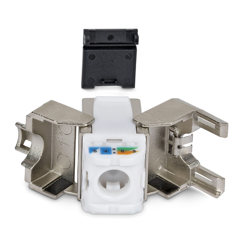 StarTech.com Jack Keystone Cat6a Blindé, Lot de 10 Prises Ethernet RJ45 Keystone, Prise Murale STP Cat6a, 180 Degrés Sans 