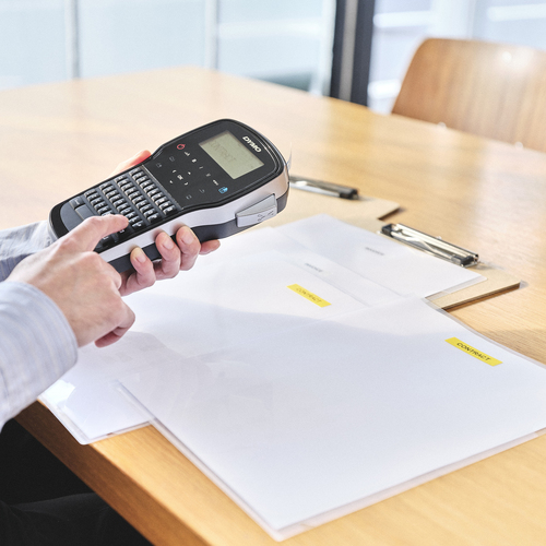 Mehrzwecketikett Dymo 45018 - 12 mm Breite - Rechteck - Thermotransfer - Glänzend - Gelb, Schwarz - Plastik