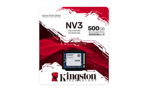 Unità stato solido Kingston NV3 - M.2 2230 Interno - 500 GB - PCI Express NVMe (PCI Express NVMe 4.0 x4) - Computer portat