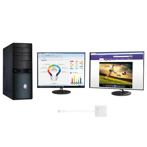 j5create JUA365 USB™ 3.0 to Dual HDMI Multi-Monitor Adapter, Silver. USB version: 3.2 Gen 1 (3.1 Gen 1), USB connector typ