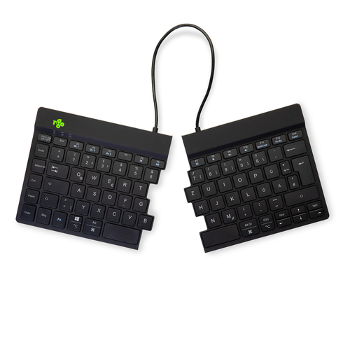R-Go Tools Ergonomische Tastatur R-Go Split Break mit Pausensoftware, geteilte Tastatur, QWERTZ (DE), kabellos, schwarz. T