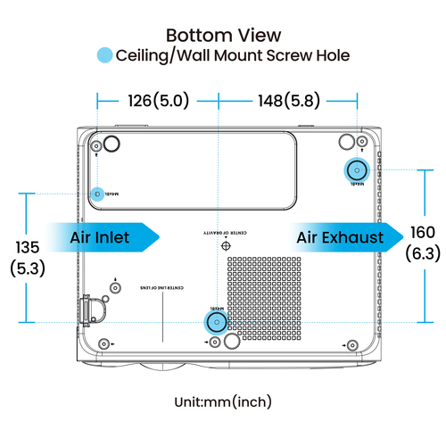 BenQ AH500ST 3D Short Throw DLP Projector - 16:9 - Ceiling Mountable, Wall Mountable - High Dynamic Range (HDR) - Front, C