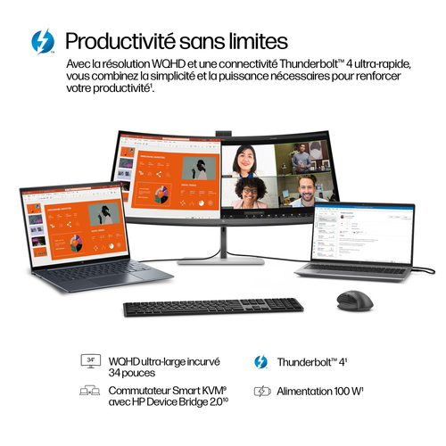 HP Series 7 Pro 34 inch WQHD Conferencing Monitor - 734pm. Display diagonal: 86.4 cm (34"), Display resolution: 3440 x 144