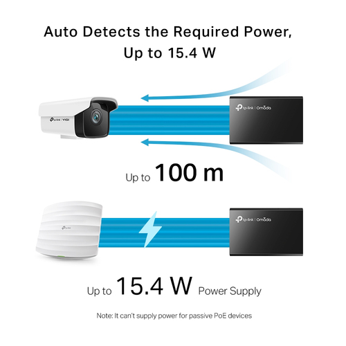 Injecteur POE TP-Link POE150S - 48 V DC Entrée - 1 x 10/100/1000Base-T Port(s) d'entrée - 1 x 10/100/1000Base-T Port(s) de