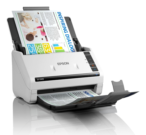 Scanner a inserimento di foglii Epson WorkForce DS-530III - 600 x 600 dpi Ottico - 30-bit Colore - Colore, Monochrom Scans