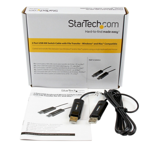 StarTech.com 2 Port USB Keyboard Mouse Switch Cable w/ File Transfer for PC and MacÂ® - USB File Transfer Cable - Dual Por