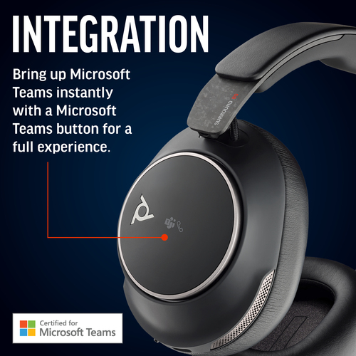 Poly Voyager Surround 80 UC Kabel/Kabellos Über das Ohr, Kopfbügel, Auf den Ohren Stereo Headset - Schwarz - Microsoft-Tea