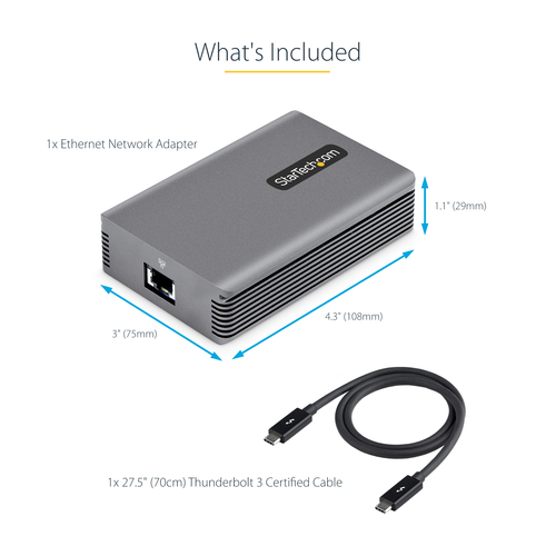StarTech.com 10Gigabit Ethernet Card for Access Point, Switch - 10GBase-T - Portable - TAA Compliant - Thunderbolt 3 - Mar