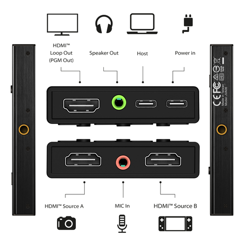 Dispositivo di acquisizione video j5create JVA06-N - Nero - Funzioni: Acquisizione video - 1080p, 768p, 576p, 480p, 576i -