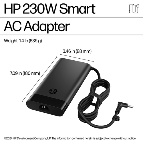 HP Smart 230 W AC Adapter - Universal Adapter - For Notebook, Mobile Workstation - 1 m Cable - 19.5 V DC Output
