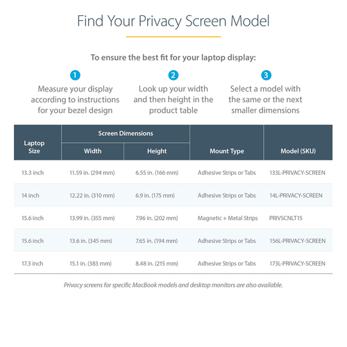 StarTech.com 15.6-inch 16:9 Laptop Privacy Filter, Anti-Glare Privacy Screen w/51% Blue Light Reduction, +/- 30° View Angl