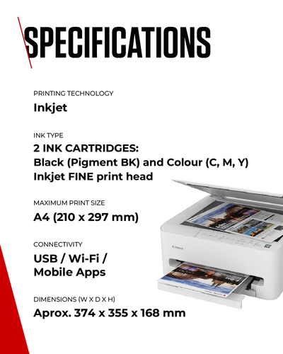 Canon PIXMA TS4150i Wired & Wireless Inkjet Multifunction Printer - Colour - Copier/Printer/Scanner - 1200 x 1200 dpi Prin