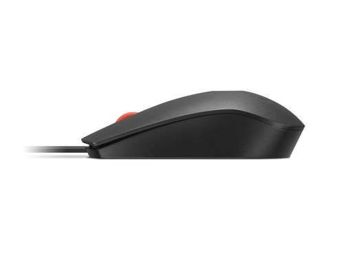 Souris Lenovo Pleine taille - USB Type A - Optique - 3 Bouton(s) - Noir, Rouge - Câble - 2000 dpi - Roulettes avec frein -