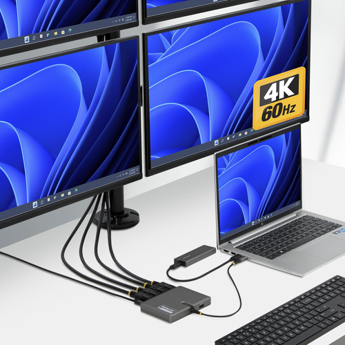 StarTech.com USB Type C Docking Station for Workstation - Charging Capability - 140 W - Space Gray - TAA Compliant - 4 Dis