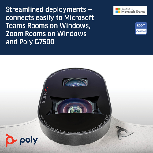 Poly Studio e70 - Webcam - 20 Megapixel - Weiß - USB-Typ C - 3840 x 2160 Pixel Videoauflösung - 4K - 120° Angle - 7,3x Dig