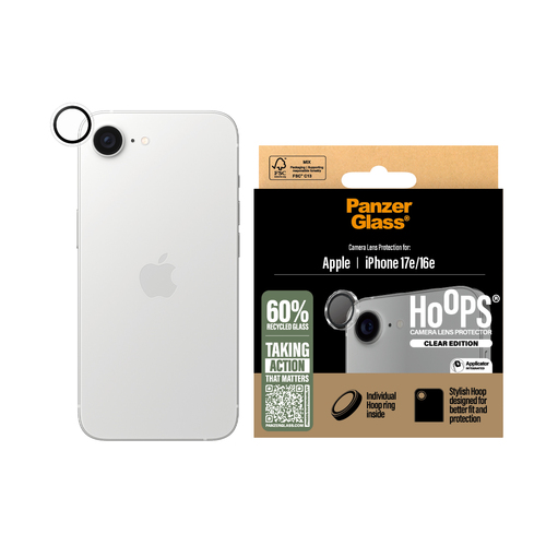 PanzerGlass Hoops Camera Lens Protector - Transparent - Glass, Silicone, Metal
