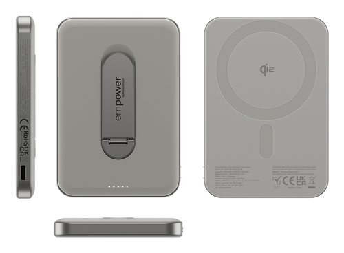 PanzerGlass empower Power Bank - Titanium - For iPhone, Qi-enabled Device - 5000 mAh - 20 W - USB Type-C Connector - Qi2 C