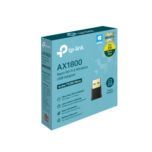 TP-Link Archer TX20U Nano AX1800 Dualband Wi-Fi Adapter für Desktop Computer - IEEE 802.11 a/b/g/n/ac/ax - USB 2.0 - 2,40 
