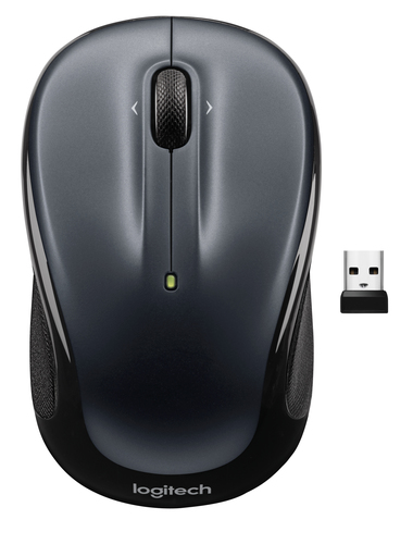 Logitech M325S Mouse - Radio Frequency - USB - Optical - 5 Button(s) - 3 Programmable Button(s) - Dark Silver - Wireless -