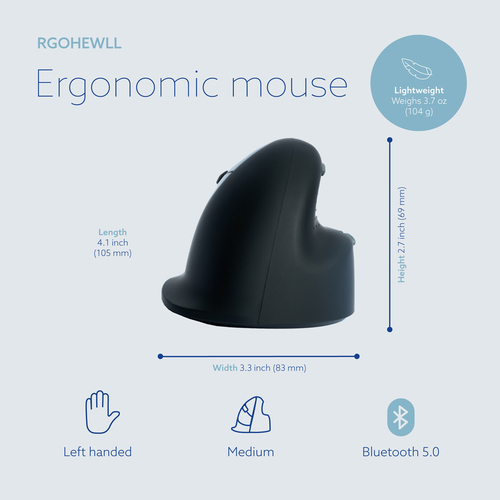 R-Go Tools HE Mouse Ergonomische Maus R-Go HE Break mit Pausensoftware, mittel (Handlänge 165-185mm), Linkshänder, Bluetoo