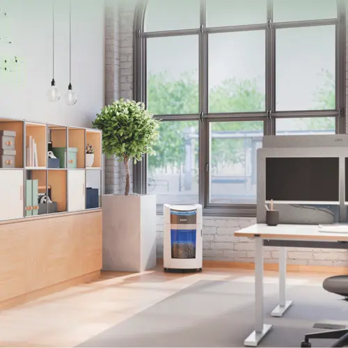 Leitz IQ OptiMax Autofeed Office 300 P5 Micro Cut Paper Shredder. Shredding type: Micro-cut shredding, Working width: 22.5