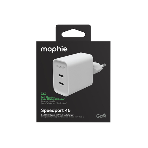 MOPHIE ADAPTER GAN USB-C DUAL 4 ROC WHITE EU