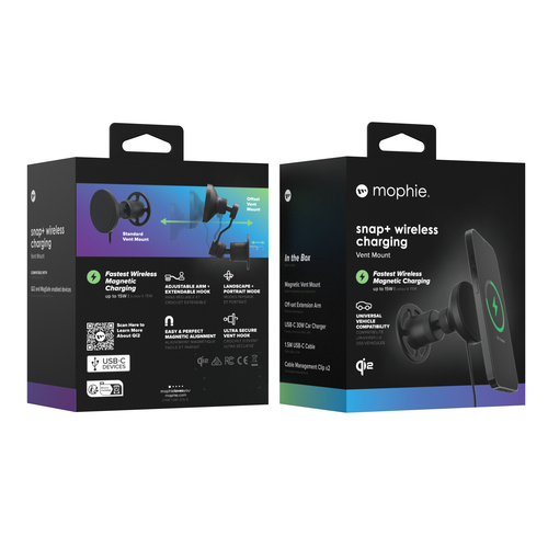 mophie snap+ Induction Charger - For Smartphone, Qi2-enabled Device, Qi-enabled Device, iPhone - Input connectors: USB - F