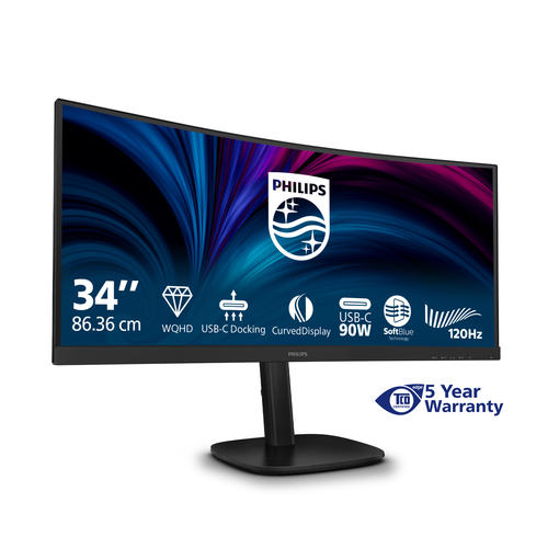 Philips 34B2U3600C 34" Class WQHD LCD Monitor - 21:9 - 86.4 cm (34") Viewable - Vertical Alignment (VA) - 3440 x 1440 - 30