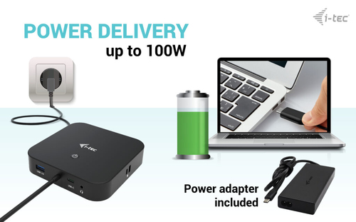 i-tec USB Type C Docking Station for Tablet, Notebook, Monitor - 100 W Power Supply - 2 Displays Supported - 4K - 3840 x 2