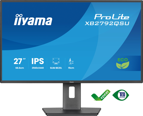 iiyama ProLite XB2792QSU-B1 27 Zoll Klasse WQHD LED-Monitor - 16:9 Format - Mattschwarz - 68,6 cm (27 Zoll) Viewable - IPS