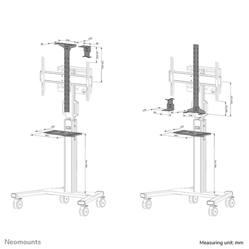 Neomounts Select Mounting Shelf for Display Screen, Video Bar, Multimedia Device, Camera - Black - Height Adjustable - 9 k