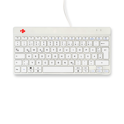 R-Go Tools Ergonomische Tastatur R-Go Compact Break, kompakte Tastatur mit Pausensoftware, QWERTZ (DE), Kabelgebunden, Wei
