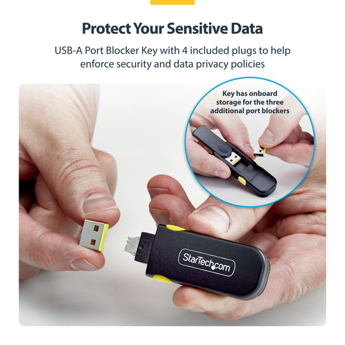 StarTech.com USB-A-PORT-BLOCKER. Produkttyp: Schnittstellenblockierung + Schlüssel, Kompatible Ports/Steckplätze: USB Typ-