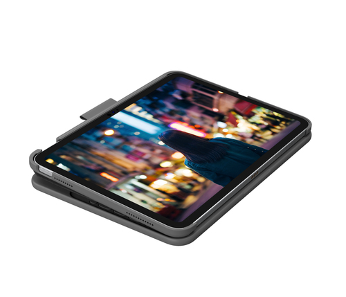 Logitech Slim Folio Keyboard/Cover Case (Folio) Apple, Logitech iPad (10th Generation) Tablet - Oxford Gray - Bump Resista