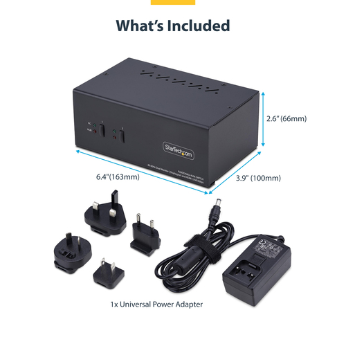 StarTech.com 2-Port Dual-Monitor DisplayPort and HDMI KVM Switch, 4K 60Hz, 2-Port USB 5Gbps Hub, 2x USB HID Ports, Hotkeys