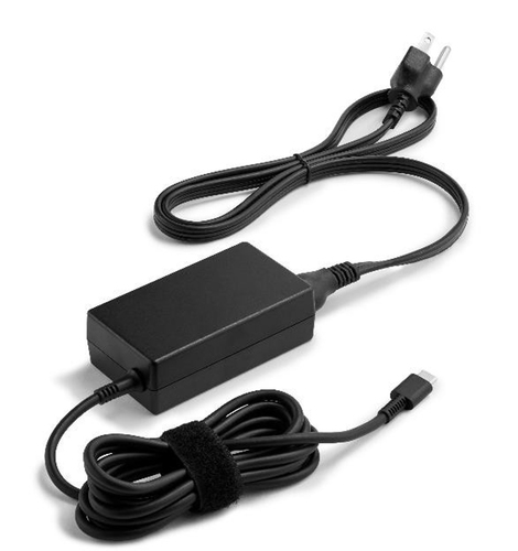 HP 65 W AC Adapter - 1 Pack - For USB Type C Device, Notebook - Black