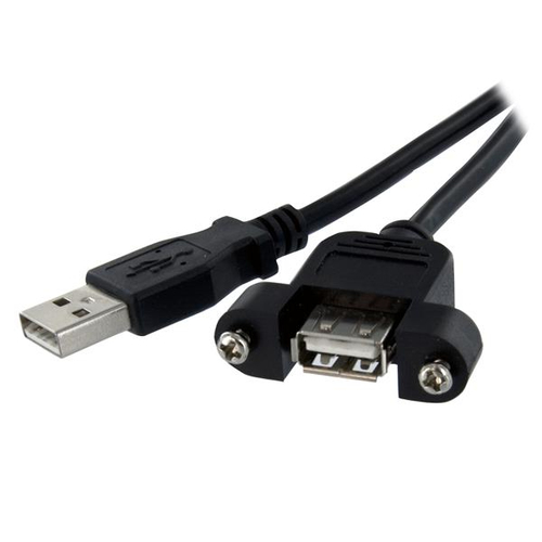 StarTech.com 91 cm Panel Mount USB Cable A to A F/M - Panel Mount USB Extension USB A-Female to A-Male Adapter Cable 3ft -