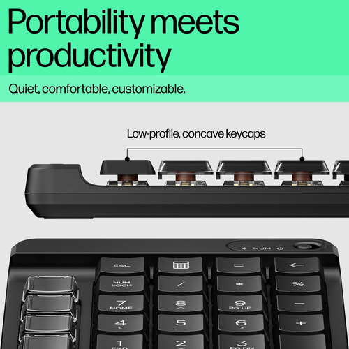 HP 435 Programmable Wireless Keypad. Device interface: Bluetooth, Keyboard key switch: Mechanical. Product colour: Black. 