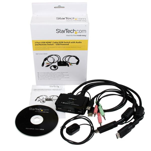 StarTech.com 2 Port USB HDMI KVM Switch mit Audio - Desktop Umschalter USB Powered - 1920x1200 - 2 Computer - 1 Lokaler Be